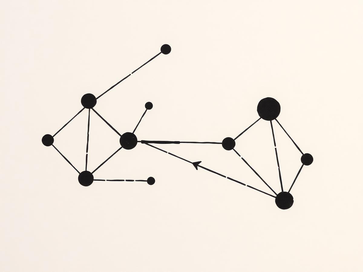 Network of nodes and directional arrows representing a supply chain